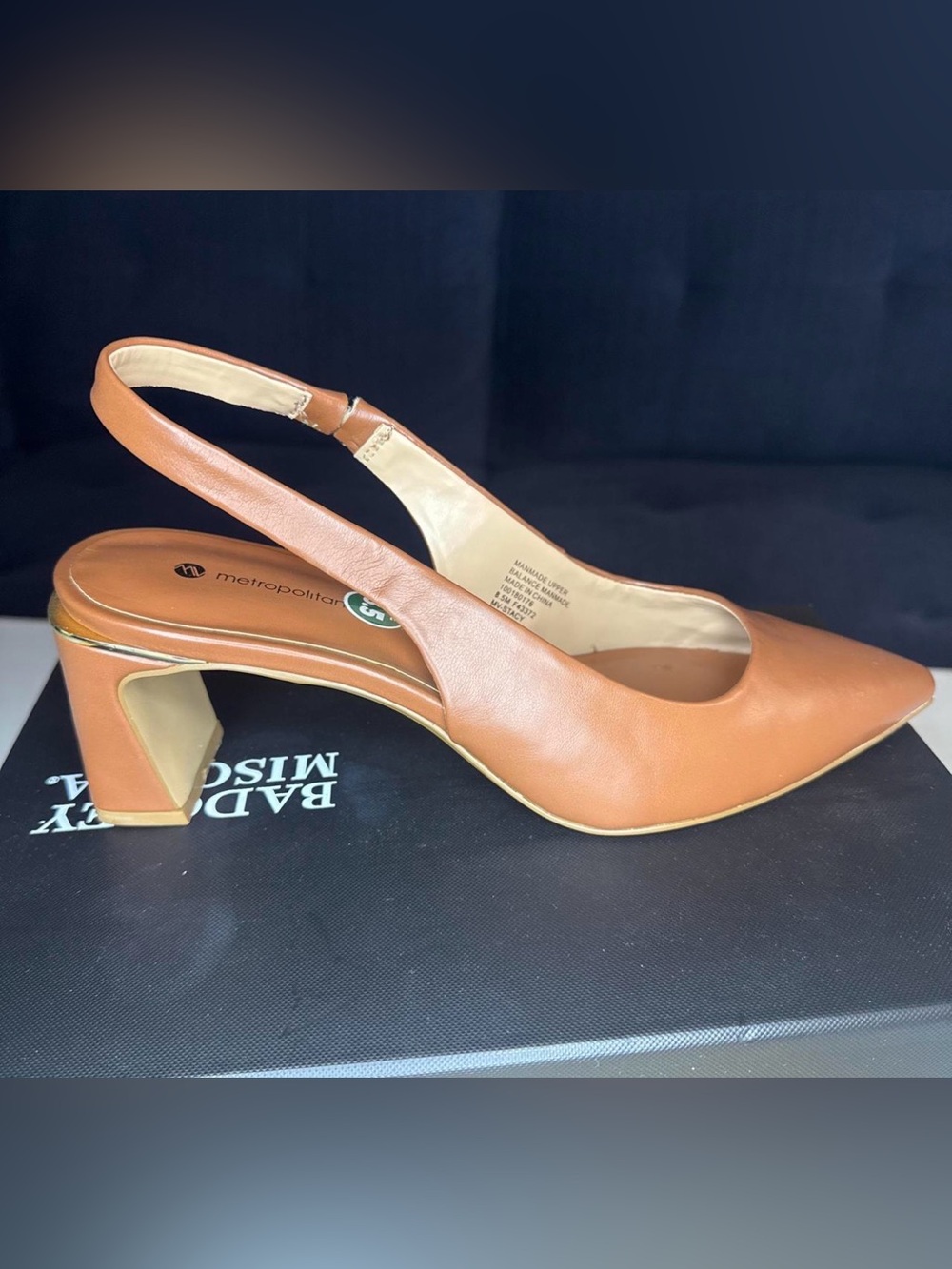 Metropolitan Women’s Tan Slingback Block Heel Pumps Size 8.5